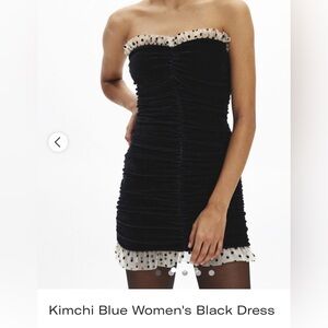 Kimchi Blue, Black Velvet Ruched Dress